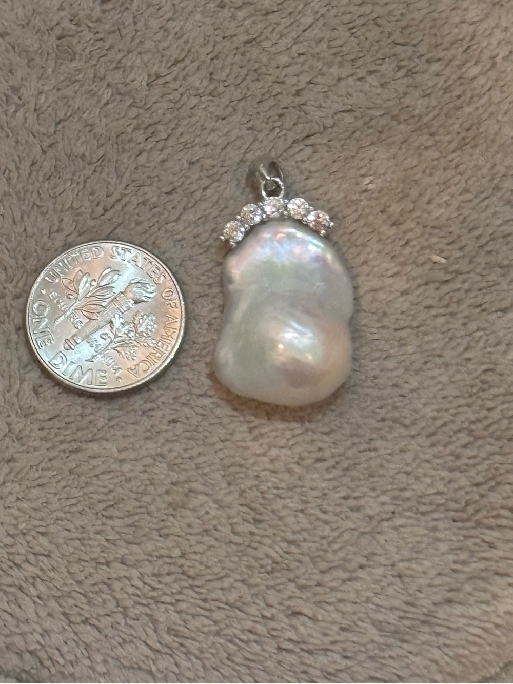 Baroque Freshwater Big King Pearl Pendant with Crystal Accents - Picture 4 of 7